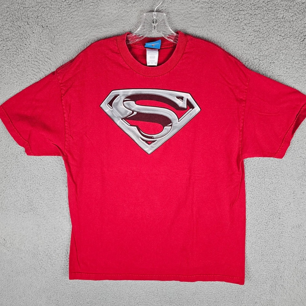 VTG DC Comics Shirt Mens XL Red Superman Graphic Logo Short Sleeve Crew Neck Tee